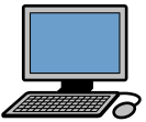 Symbol für assistive Technologien: Zu sehen ist ein Personal Computer