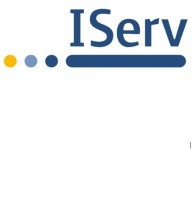 Das Bild zeigt das aktuelle IServ-Logo in den typischen Farben blau und gelb.